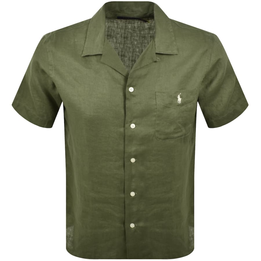 Ralph Lauren Linen Short Sleeve Shirt Green | Mainline Menswear x